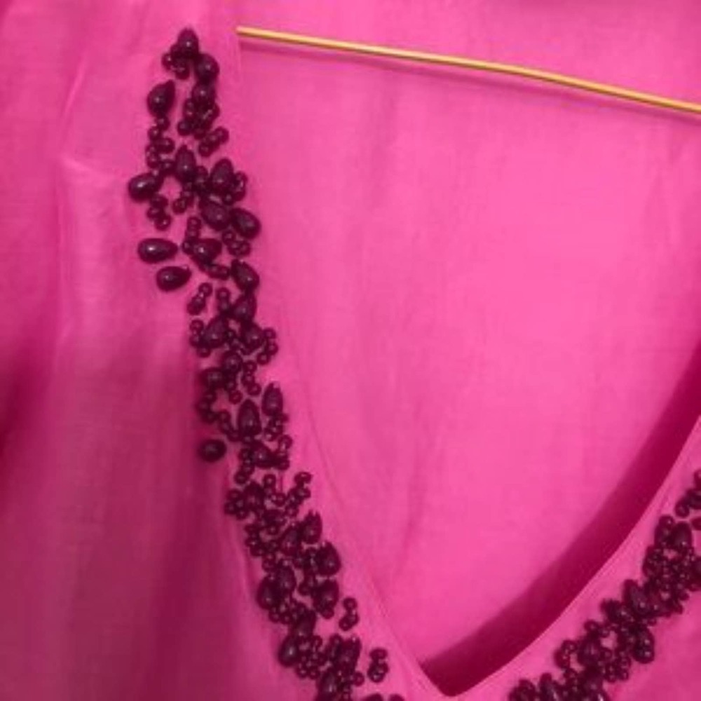Republic Pink Beaded V Neck Blouse - Picture 2 of 3